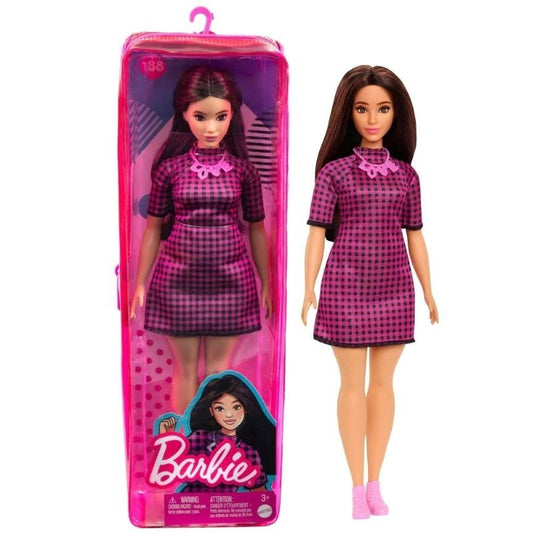 Barbie Fashionistas Doll With Black And Pink Checkered Dress