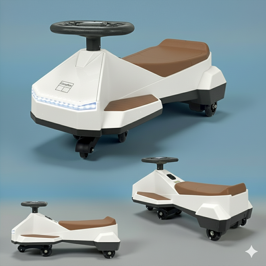 White Rechargeable Electric 2 in 1 Wiggle Ride-on