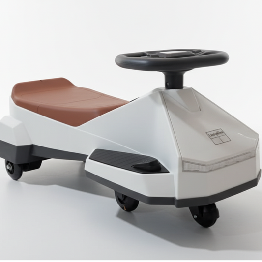 White Rechargeable Electric 2 in 1 Wiggle Ride-on