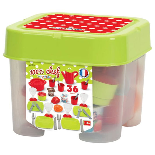 Ecoiffier 100% Chef Crockery In Storage Box