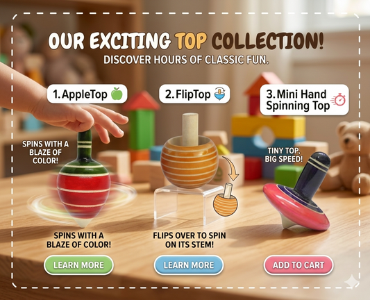 Wooden Spinning Tops – 3.In 1 set (3.pc pack )
