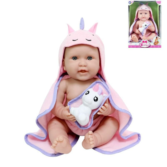 Jc Toys La Newborn 43 Cm Baby Doll With Hooded Unicorn Towel (pink)