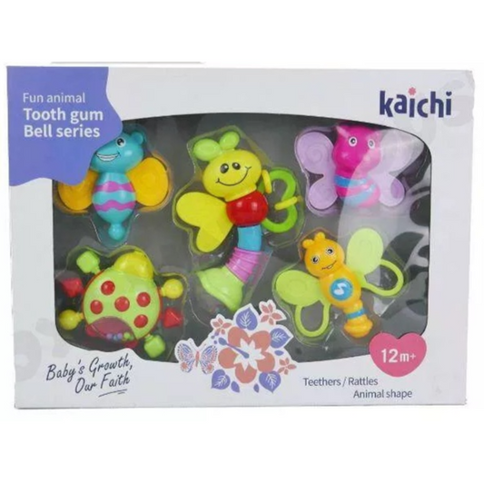 Fun Animal Tooth Gum Teether (rattles)5 Pc Set 12m+