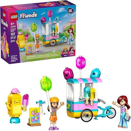 LEGO Friends Ice Cream & Balloon Stand Building Set 42692 with Liann & Paisley Minidolls, Toy for Kids Age 6+