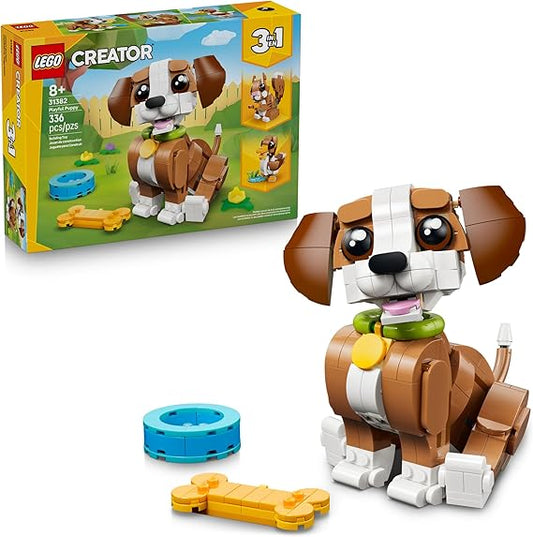LEGO Creator 3-in-1 Puppy Dog, Squirrel & Duck Building Set 31382 for Kids Age 8+
