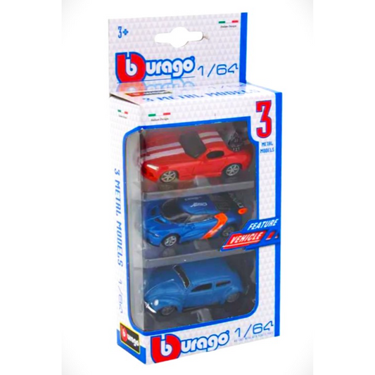 Burago - Metal Car's 3pcs Set 1/64