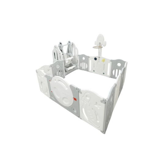Foldable Playpen - 10 Simple Panel, 1 Game Panel, 1 Door, 1 Basketball Hoop, 1 Swing