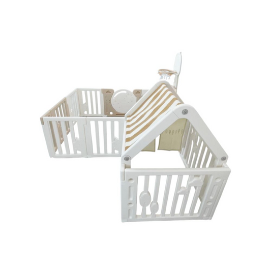 Bear Moon Playpen (no mat) - Drawing Board + Basketball Hoop + Small House + Moon Light