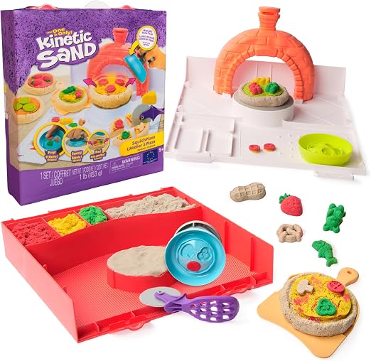 Kinetic Sand SquishPizza Playset, Moldable Play Sand Sensory Toys