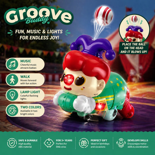 Ball Blowing Clown Toy with Lights & Music | Electric Walking Clown | Kids Fun Toy 3+