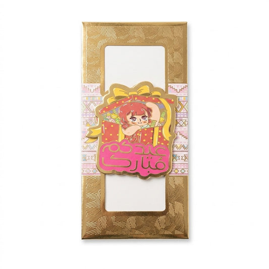 Premium Gold Foil Eid Mubarak Money Envelope – Cartoon Girl in Gift Box Design Long Eidi Holder (17 x 8 cm)