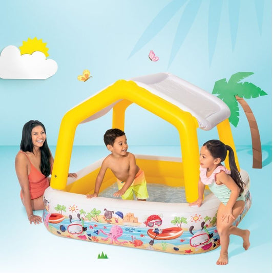 Intex Aquarium Inflatable Pool With Sunshade - 157 X 157 X 122 Cm
