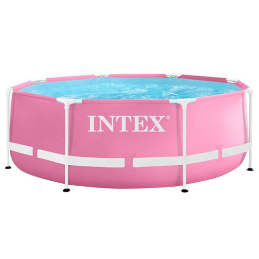 Intex Pink Metal Frame Pool Age 6+ | Kids Outdoor Swimming Pool | Durable Frame Pool
