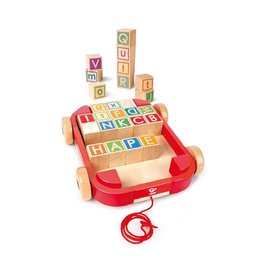 Hape Pull-Along Cart With Stacking Blocks
