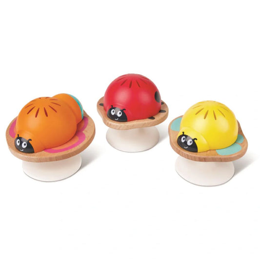 Best toy shop in Qatar – Hape Stay-Put Baby Rattles 3-piece set with ladybird, bee, and butterfly, designed for newborns, available to buy kids toys online in Qatar from the best online toy shop with fast toy delivery service in Qatar