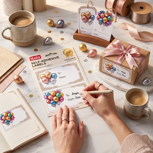 ITALO Self Adhesive Gift Labels 11 x 15 cm Gift Sticker Labels (5 Sheet)