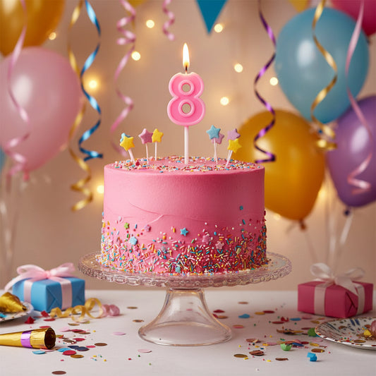 Party Number Candle "8" Cute pink