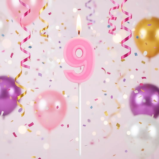 Party Number Candle "9" Cute pink