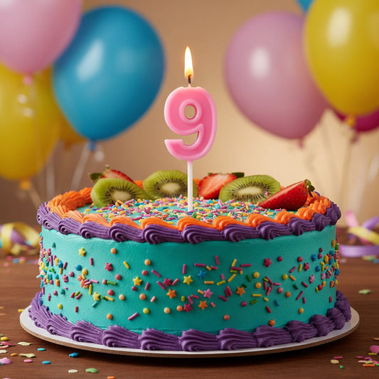 Party Number Candle "9" Cute pink