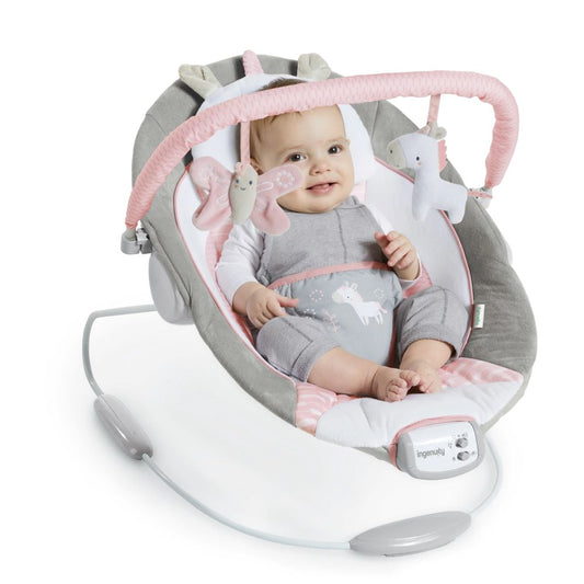 Ingenuity Soothing Baby Bouncer with Vibrating Infant Seat, Flora the Unicorn