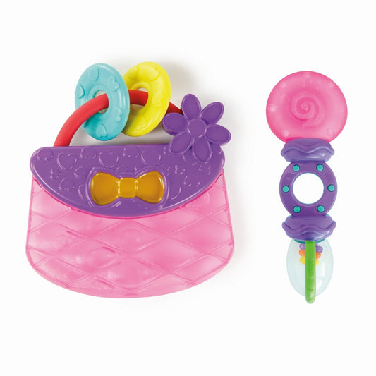 Bright Starts Tote & Teethe 2 Piece Chillable Teether & Rattle Set – soothing baby teething toy available at the best toy shop in Qatar with toy delivery service
