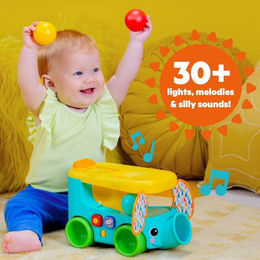 Bright Starts - Pop & Roll Safari Bus Ball Play Toy