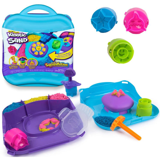 Kinetic Sand Squish Motion 1lb (454g) Play Sand Set with Stamper & 5 Tools
