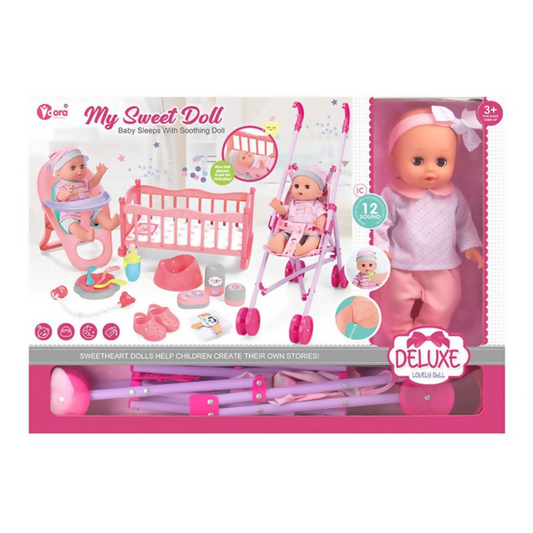 Baby Doll Playset With Stroller Assorted