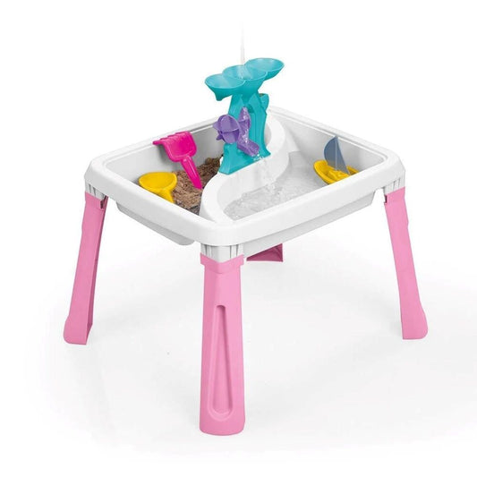 DOLU 3-in-1 Sand & Water Creativity Table Pink With 6 Accessories (54.5 x 45 x 45 Cm)