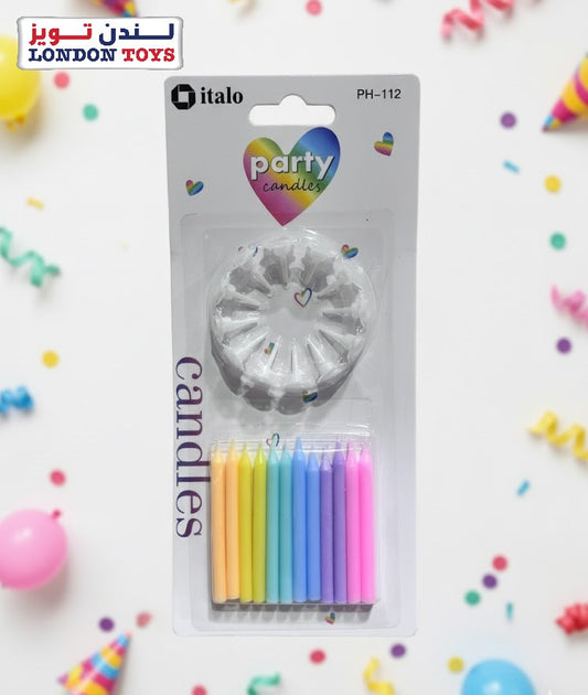 PARTY CANDLE MULTICOLOUR 12PCS