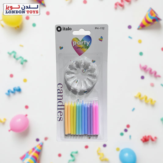 PARTY CANDLE MULTICOLOUR 12PCS