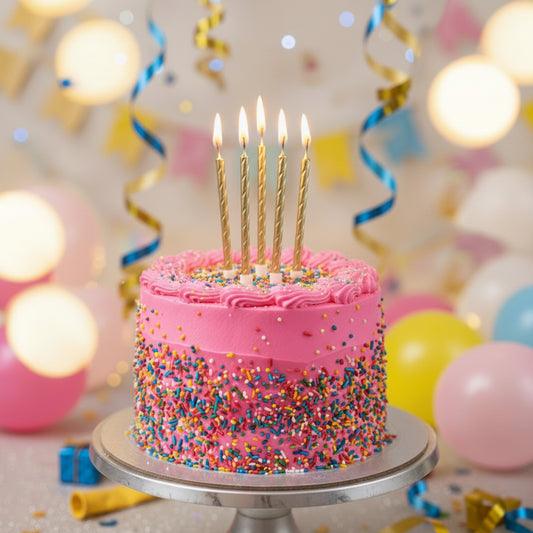 PARTY PENCIL CANDLE GOLD 6PC