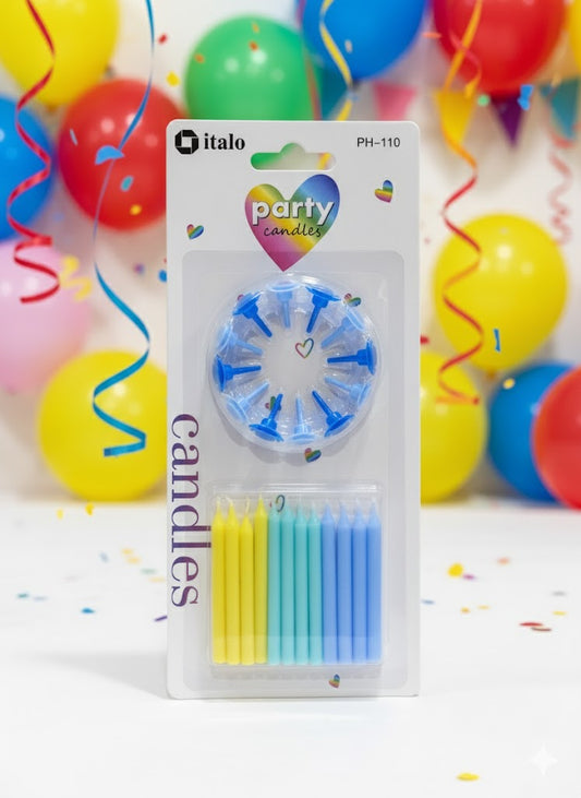 PARTY CANDLE MULTICOLOUR 12PCS
