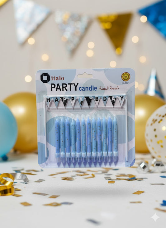 HAPPY BIRTHDAY PARTY CANDLE 12PC BLUE