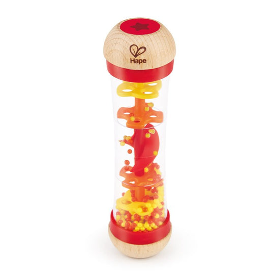 Hape Beaded Raindrops Red baby rattle toy with soothing rain sounds, available to buy kids toys online in Qatar from the best online toy shop with toy delivery service in Qatar