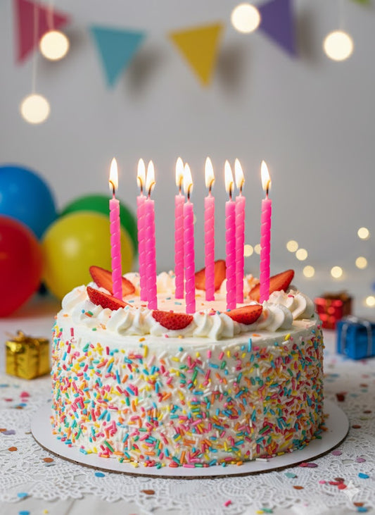 PARTY CANDLE PINK 8PCS