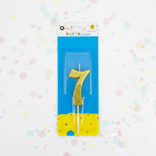 Party Metallic Number Candle – "7"Gold