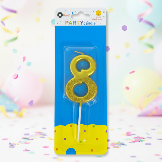 Party Metallic Number Candle – "8" Gold