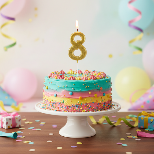Party Metallic Number Candle – "8" Gold