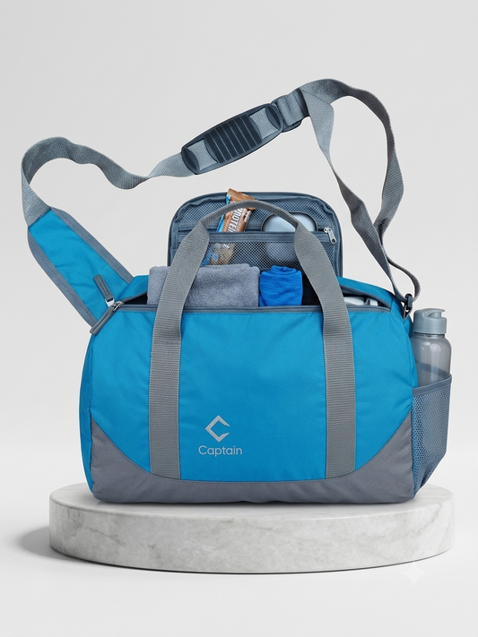 Captain Duffle Casual Side Bag Light Blue | Travel Gym Bag | Everyday Carry Shoulder Bag