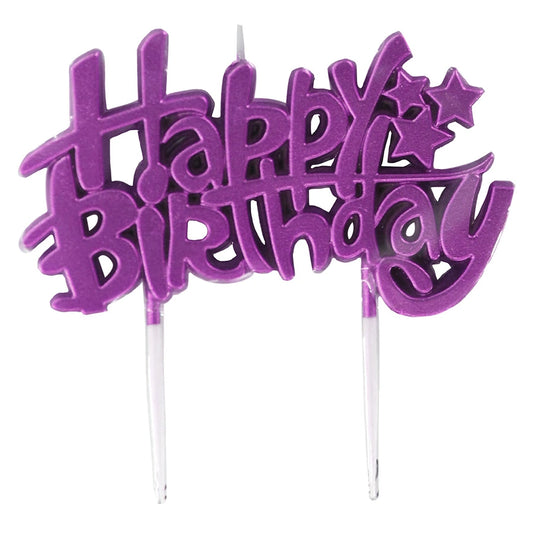 ITALO - 1 Set Purple Connected Happy Birthday Candle with Star Design (10x10cm)