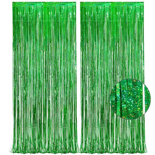 Shimmering Foil Fringe Curtain Backdrop 1.pc - Green ( 1 Meter (Width) x 1.8 Meters / 180 cm (Height)