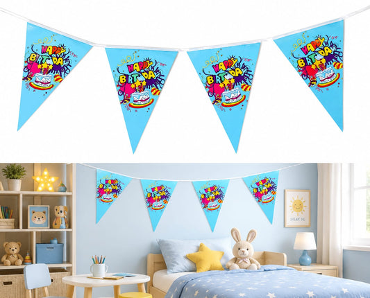 PARTY - TRIANGLE BANNER "HAPPY BIRTHDAY" BLUE
