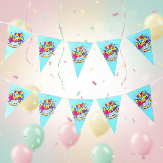 PARTY - TRIANGLE BANNER "HAPPY BIRTHDAY" BLUE