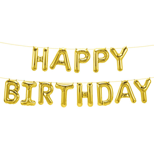 Happy Birthday Foil Banner 16"inch Gold