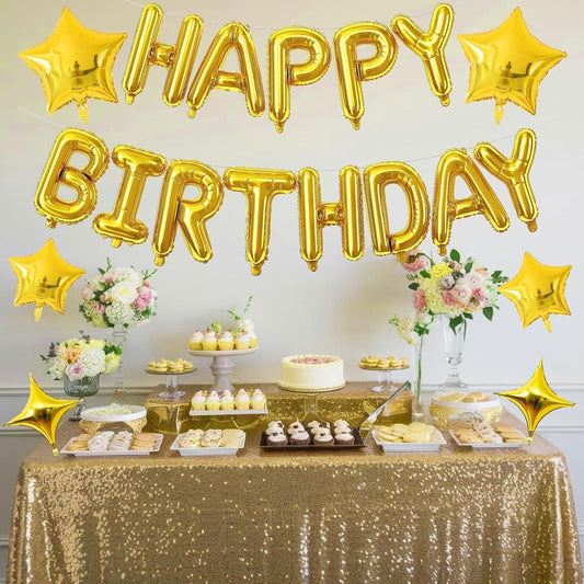 Happy Birthday Foil Banner 16"inch Gold