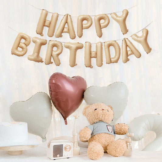 Happy Birthday Foil Banner 16"inch Beige