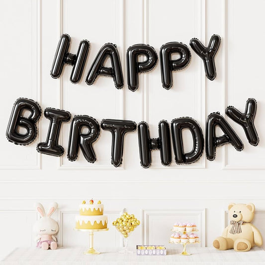 Happy Birthday Foil Banner 16"inch Balck