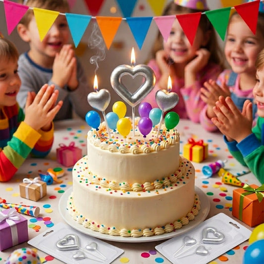 Heart Shaped Cake Candles – 3 PC Set