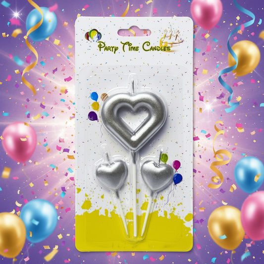Heart Shaped Cake Candles – 3 PC Set